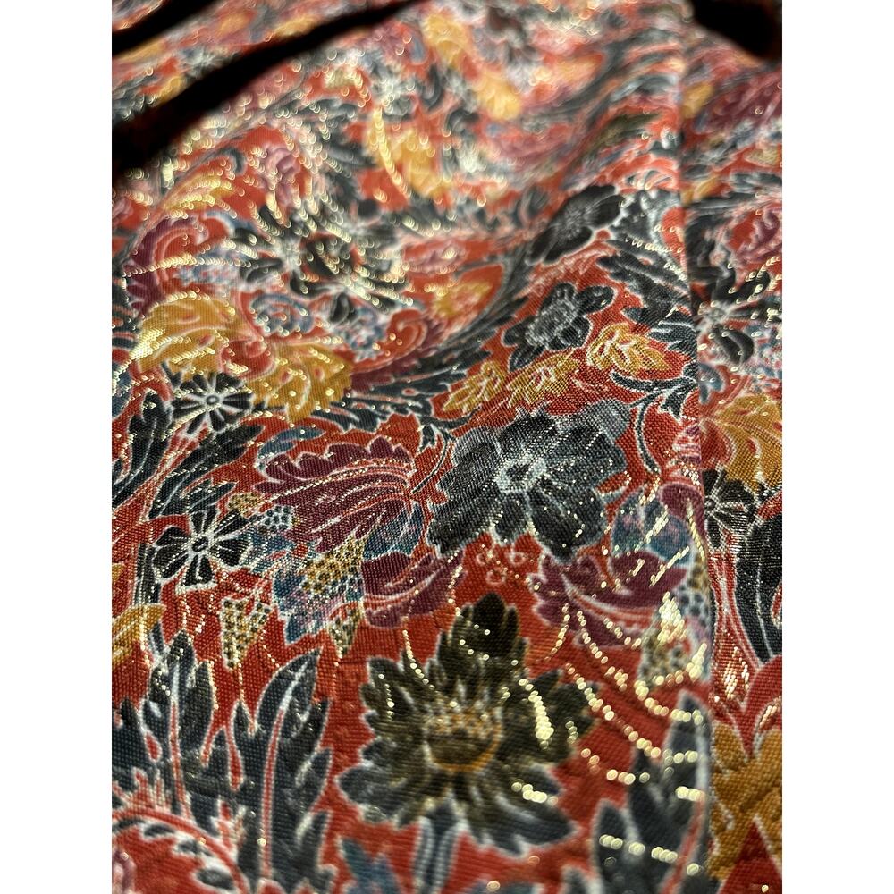 Anthropologie Metallic Skirt Mini Jacquard Holiday Party Boho Floral Pockets Fun - Picture 5 of 13